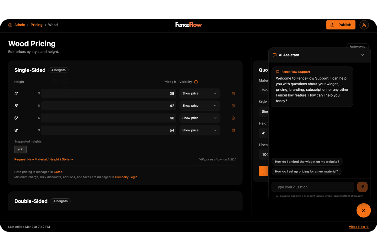 AI support chatbot screenshot